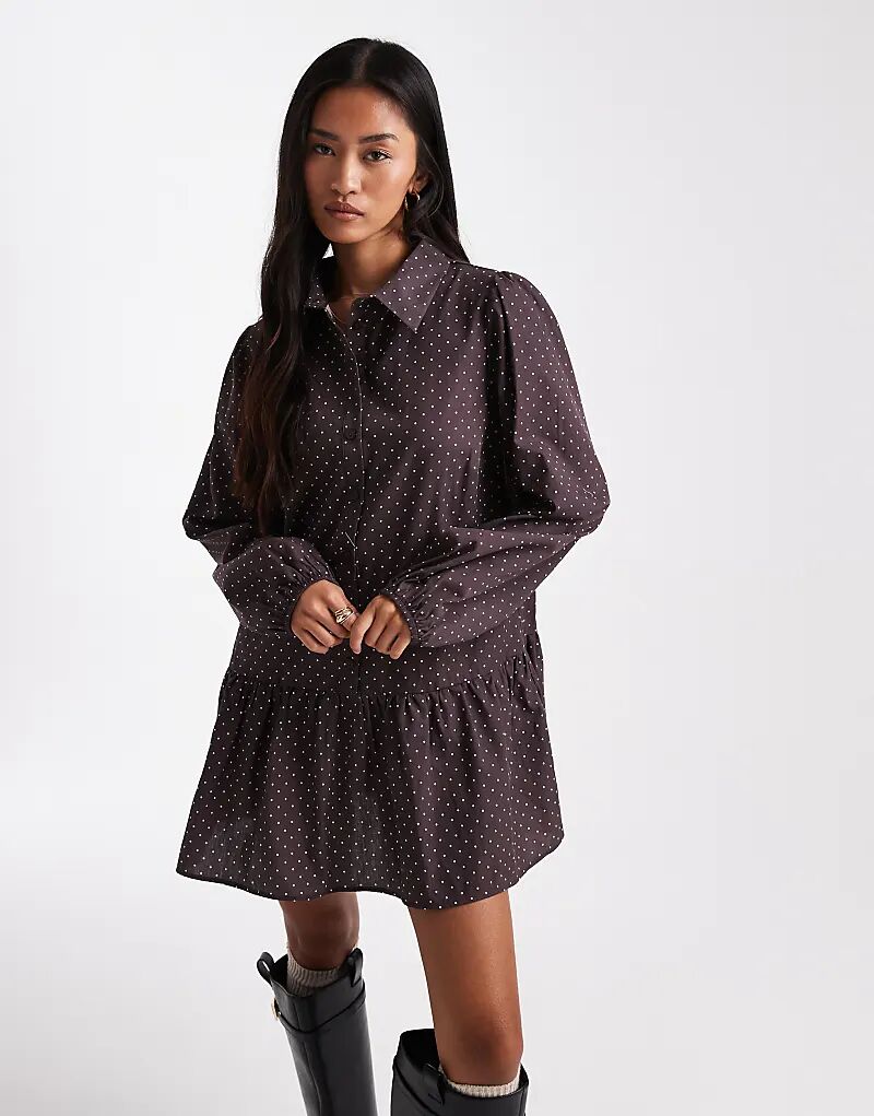 Платье-рубашка мини Miss Selfridge с заниженной талией в горошек
Платье-рубашка мини Miss Selfridge с заниженной талией в горошек