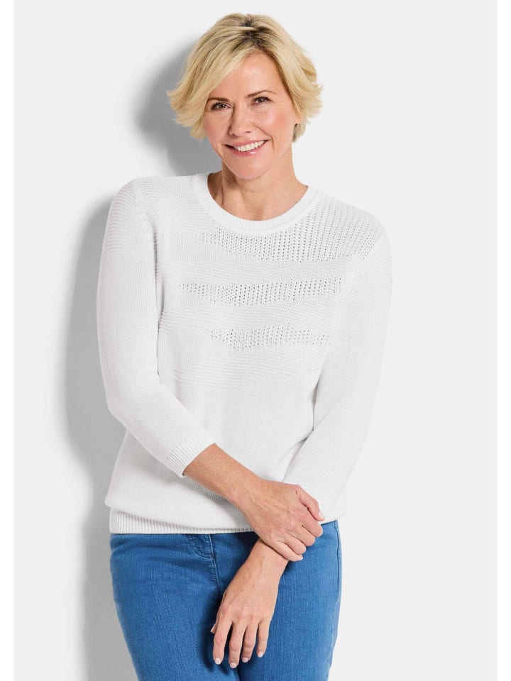 GOLDNER Укороченный размер: фактурный хлопковый вязаный свитер кремово-белого цвета
GOLDNER Укороченный размер: фактурный хлопковый вязаный свитер кремово-белого цвета