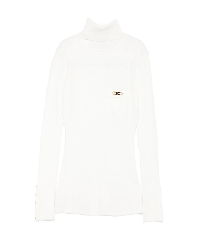 Ребристый свитер с высоким воротником Elisabetta Franchi, белый
Ребристый свитер с высоким воротником Elisabetta Franchi, белый