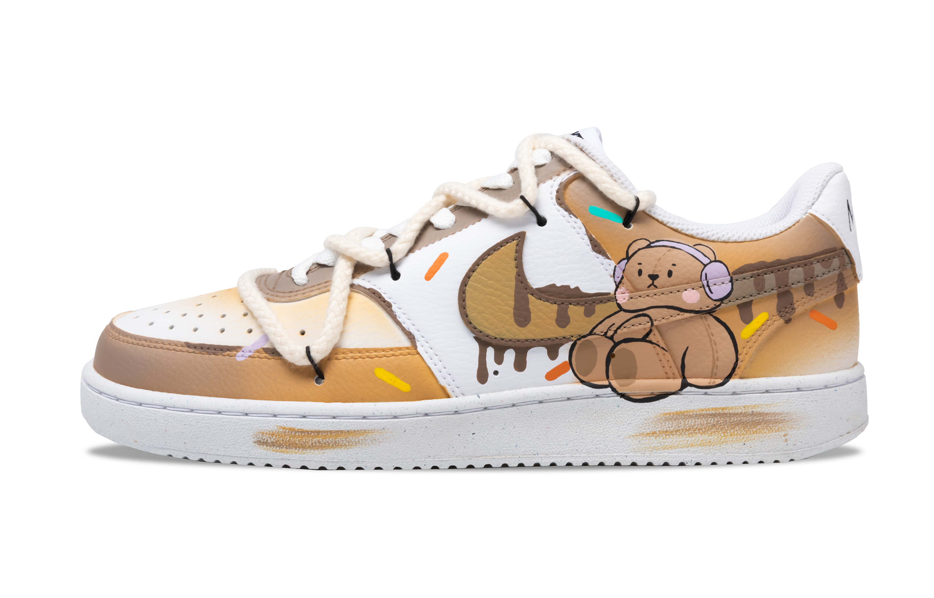 Nike Кроссовки для скейтборда Court Vision 1 с противоскользящей подошвой, износостойкие, мужские, белые, коричневые 
Nike Кроссовки для скейтборда Court Vision 1 с противоскользящей подошвой, износостойкие, мужские, белые, коричневые