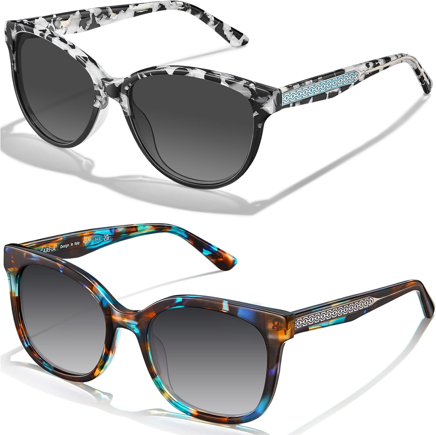 Женские поляризованные солнцезащитные очки CARFIA «Кошачий глаз» из ацетата с цветочным узором, защита от УФ-излучения, ретро-стиль с рельефным рисунком и проволочным каркасом
Женские поляризованные солнцезащитные очки CARFIA «Кошачий глаз» из ацетата с цветочным узором, защита от УФ-излучения, ретро-стиль с рельефным рисунком и проволочным каркасом