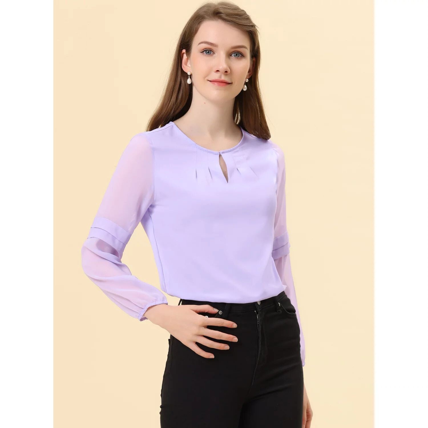 Женские рабочие топы, шифоновая рубашка, полупрозрачная элегантная блузка с вырезом под замочную скважину ALLEGRA K, темно-зеленый
Женские рабочие топы, шифоновая рубашка, полупрозрачная элегантная блузка с вырезом под замочную скважину ALLEGRA K, темно-зеленый