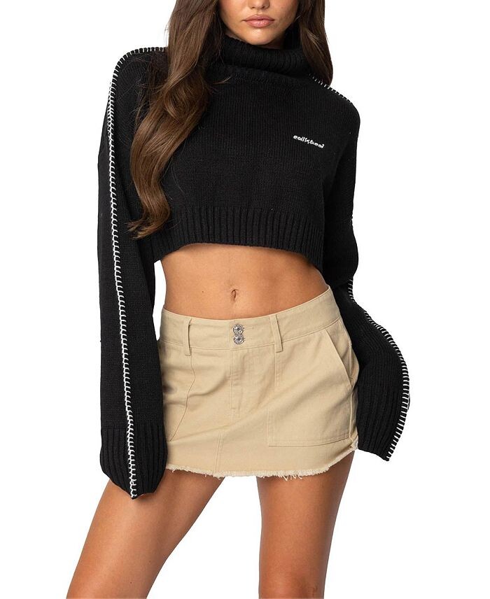 Укороченный свитер с высоким воротником и вышивкой Edikted, черный
Укороченный свитер с высоким воротником и вышивкой Edikted, черный