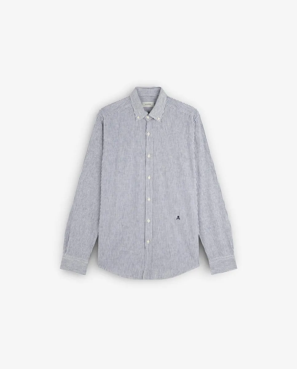 Мужская рубашка с длинным рукавом в полоску Scalpers, темно-синий 
Мужская рубашка с длинным рукавом в полоску Scalpers, темно-синий