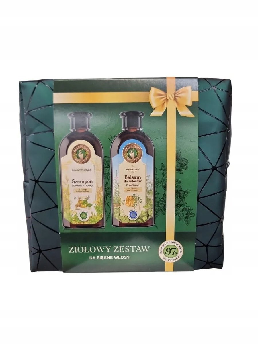 Травяной набор для красивых волос шампунь 350мл + кондиционер 350мл + косметичка RECEPTURY ZIELARKI
Травяной набор для красивых волос шампунь 350мл + кондиционер 350мл + косметичка RECEPTURY ZIELARKI