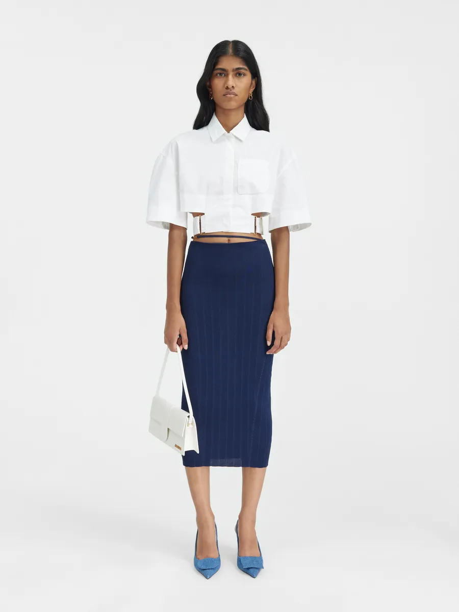 Трикотажная юбка миди Юпитер Пралу Jacquemus, темно-синий 
Трикотажная юбка миди Юпитер Пралу Jacquemus, темно-синий