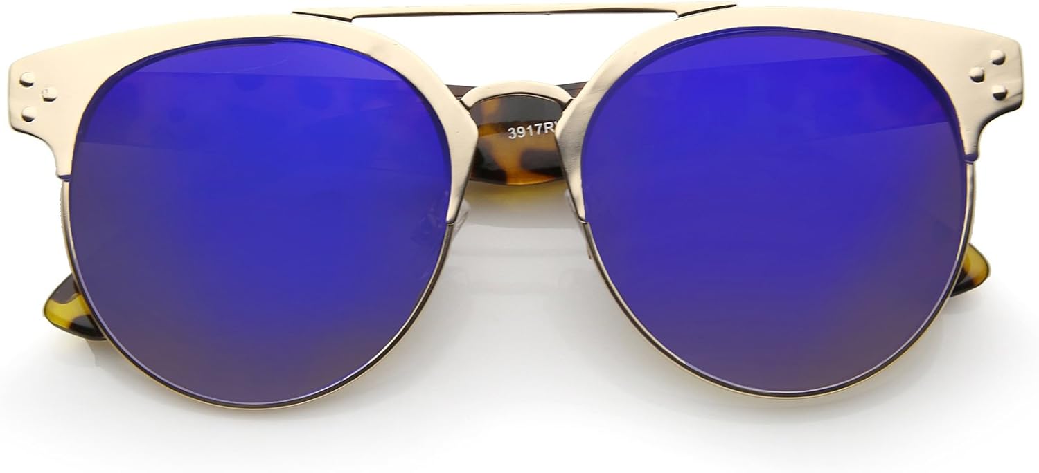 Солнцезащитные очки-авиаторы zeroUV в современном стиле с роговой оправой и перемычкой над бровями, круглые, с цветными зеркальными линзами, диаметр линзы 54 мм, Gold-tortoise / Blue Mirror
Солнцезащитные очки-авиаторы zeroUV в современном стиле с роговой оправой и перемычкой над бровями, круглые, с цветными зеркальными линзами, диаметр линзы 54 мм, Gold-tortoise / Blue Mirror