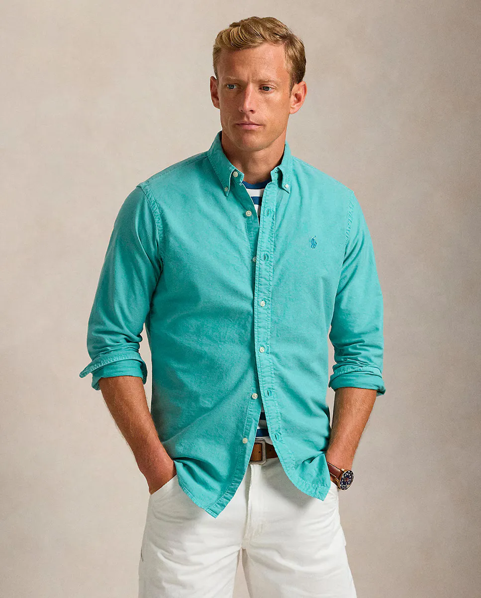 Мужская рубашка Оксфорд из хлопка классического кроя Polo Ralph Lauren, цвет Laguna Azul
Мужская рубашка Оксфорд из хлопка классического кроя Polo Ralph Lauren, цвет Laguna Azul