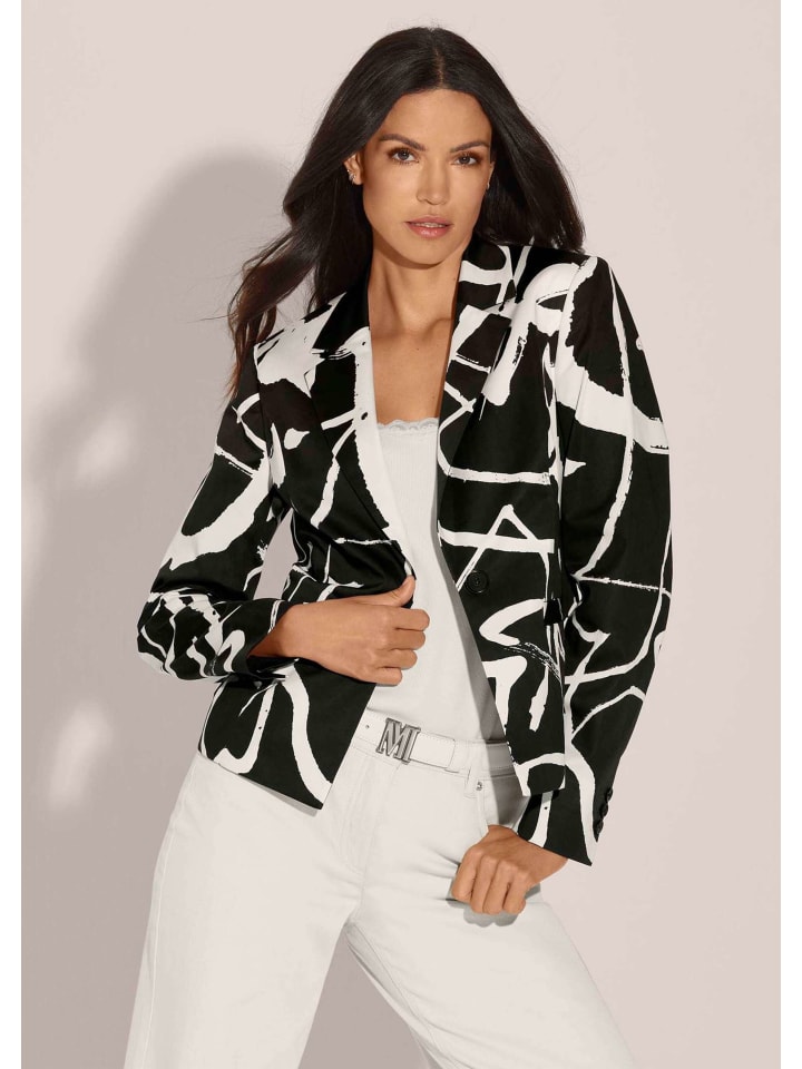 MADELEINE Короткий блейзер с оригинальным черно-белым принтом
MADELEINE Короткий блейзер с оригинальным черно-белым принтом