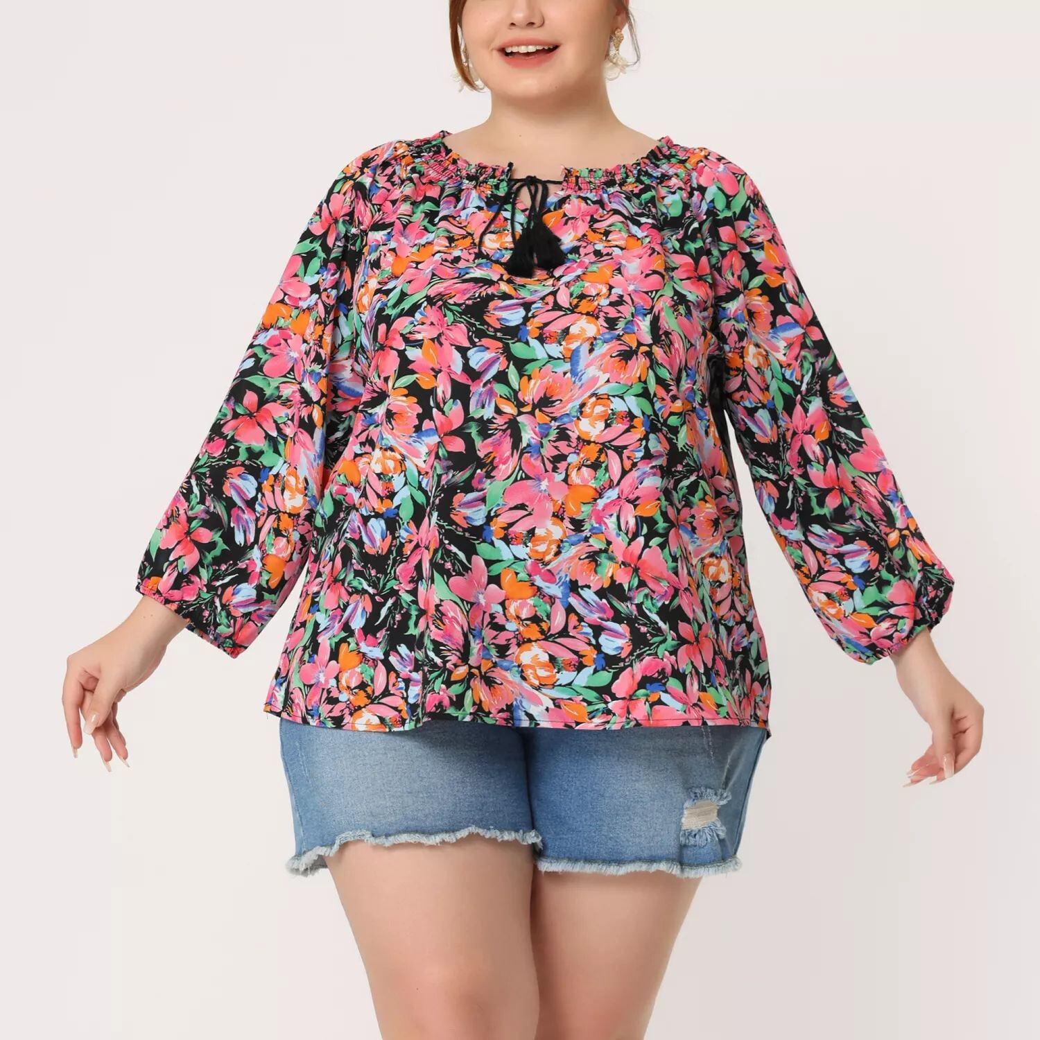 Женская красочная блузка больших размеров с завязками на шее, рукавами 3/4 и цветочным принтом Agnes Orinda, черный
Женская красочная блузка больших размеров с завязками на шее, рукавами 3/4 и цветочным принтом Agnes Orinda, черный