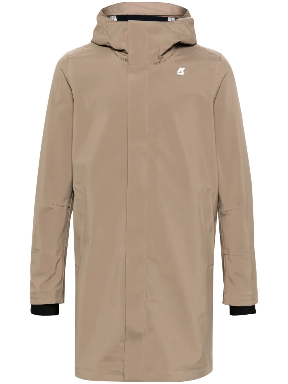 Однобортное пальто с капюшоном и логотипом K-Way, бежевый
Однобортное пальто с капюшоном и логотипом K-Way, бежевый