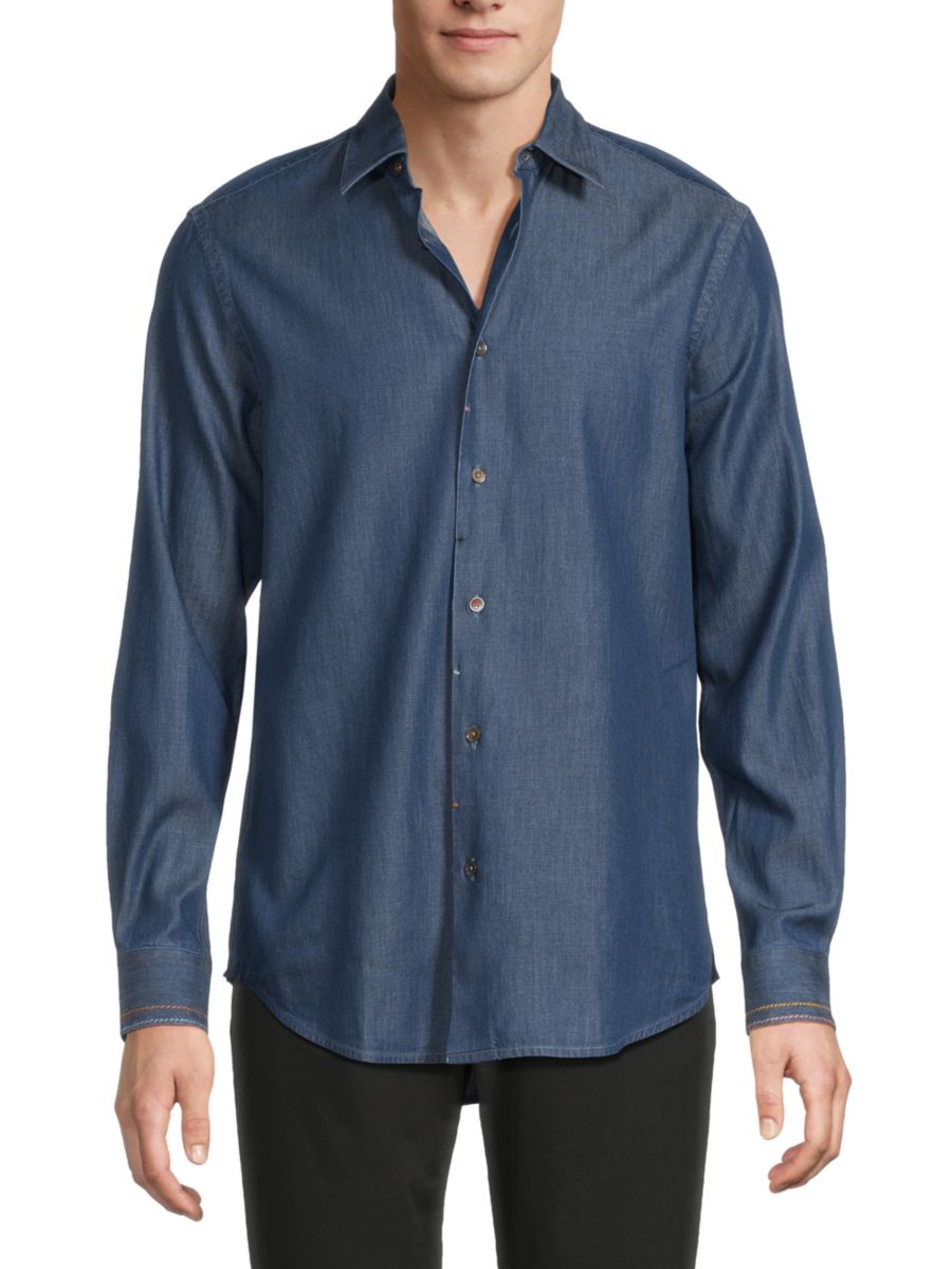 Рубашка из шамбре с длинным рукавом, классического кроя Paul Smith, индиго
Рубашка из шамбре с длинным рукавом, классического кроя Paul Smith, индиго