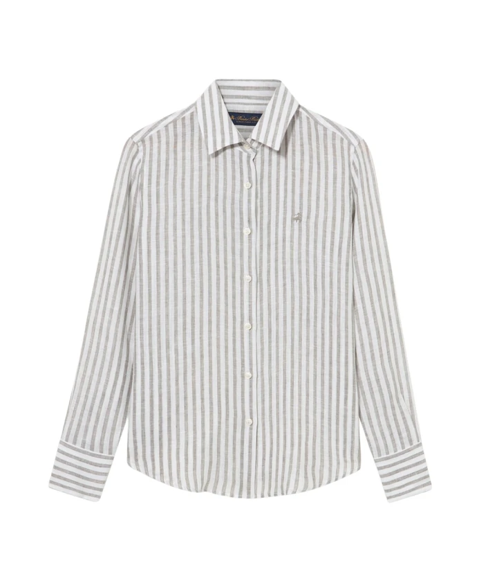 Полосатая льняная рубашка свободного кроя, мужской дизайн. Brooks Brothers, зеленый
Полосатая льняная рубашка свободного кроя, мужской дизайн. Brooks Brothers, зеленый