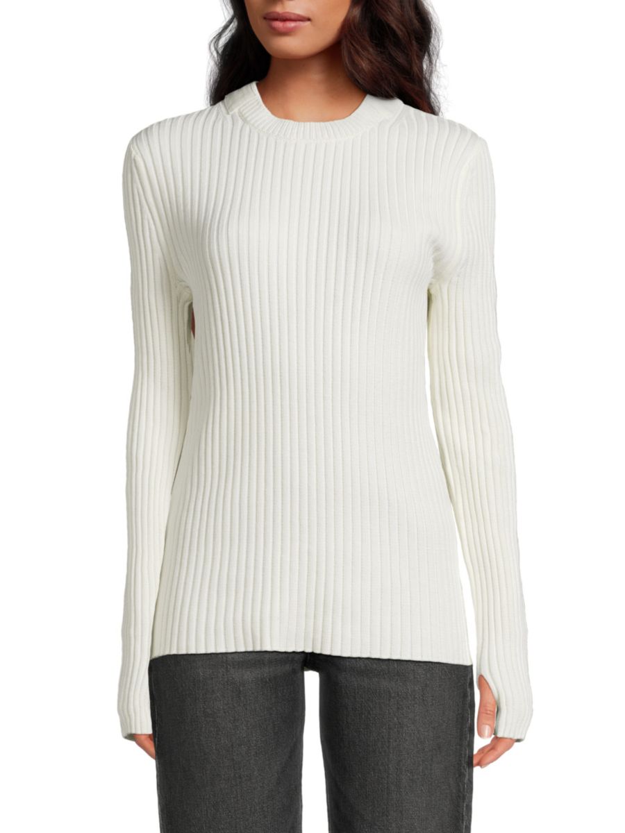 Ребристый свитер с круглым вырезом Helmut Lang, слоновая кость
Ребристый свитер с круглым вырезом Helmut Lang, слоновая кость
