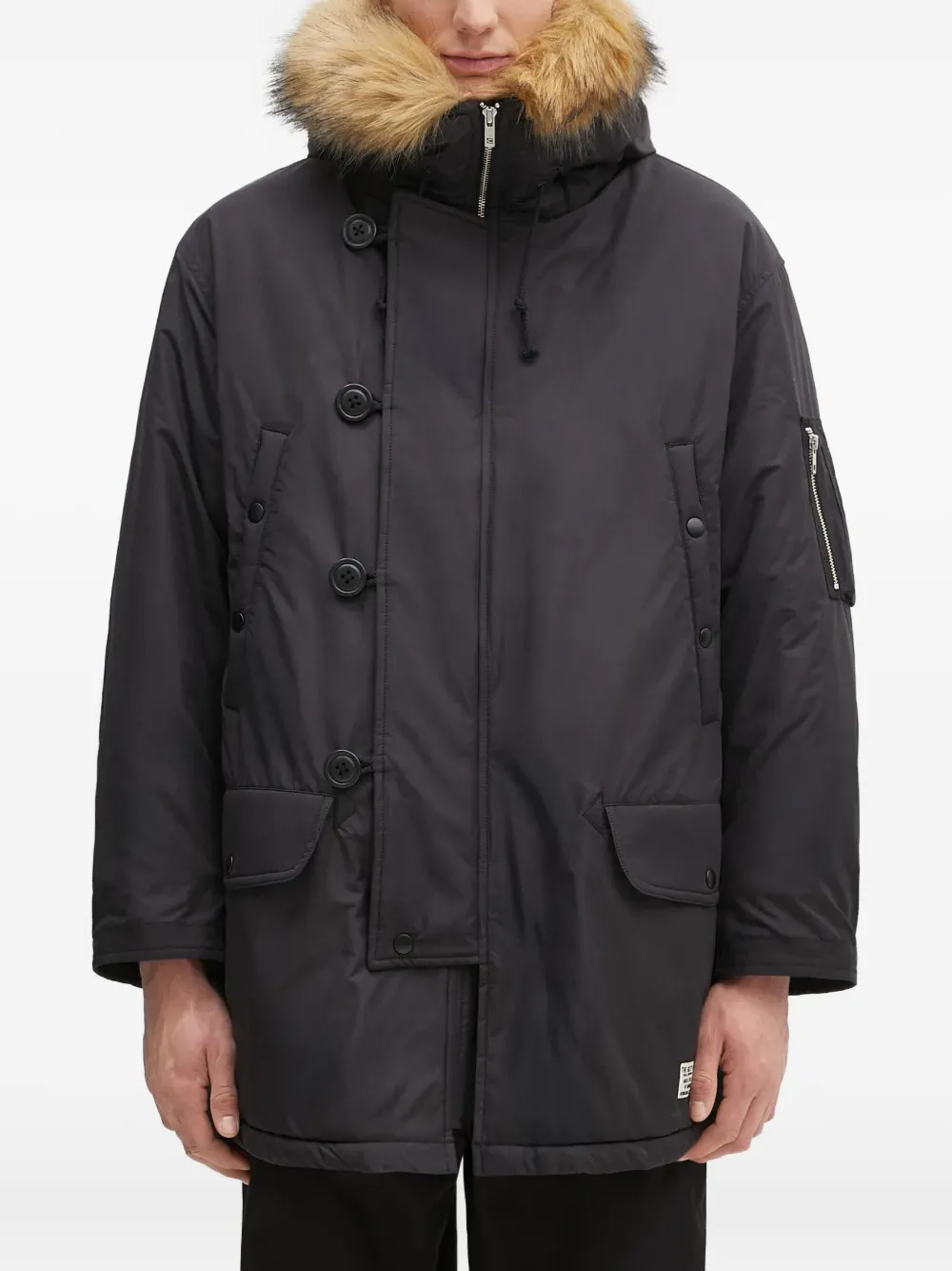 Парка с капюшоном и искусственным мехом WACKO MARIA, черный 
Парка с капюшоном и искусственным мехом WACKO MARIA, черный