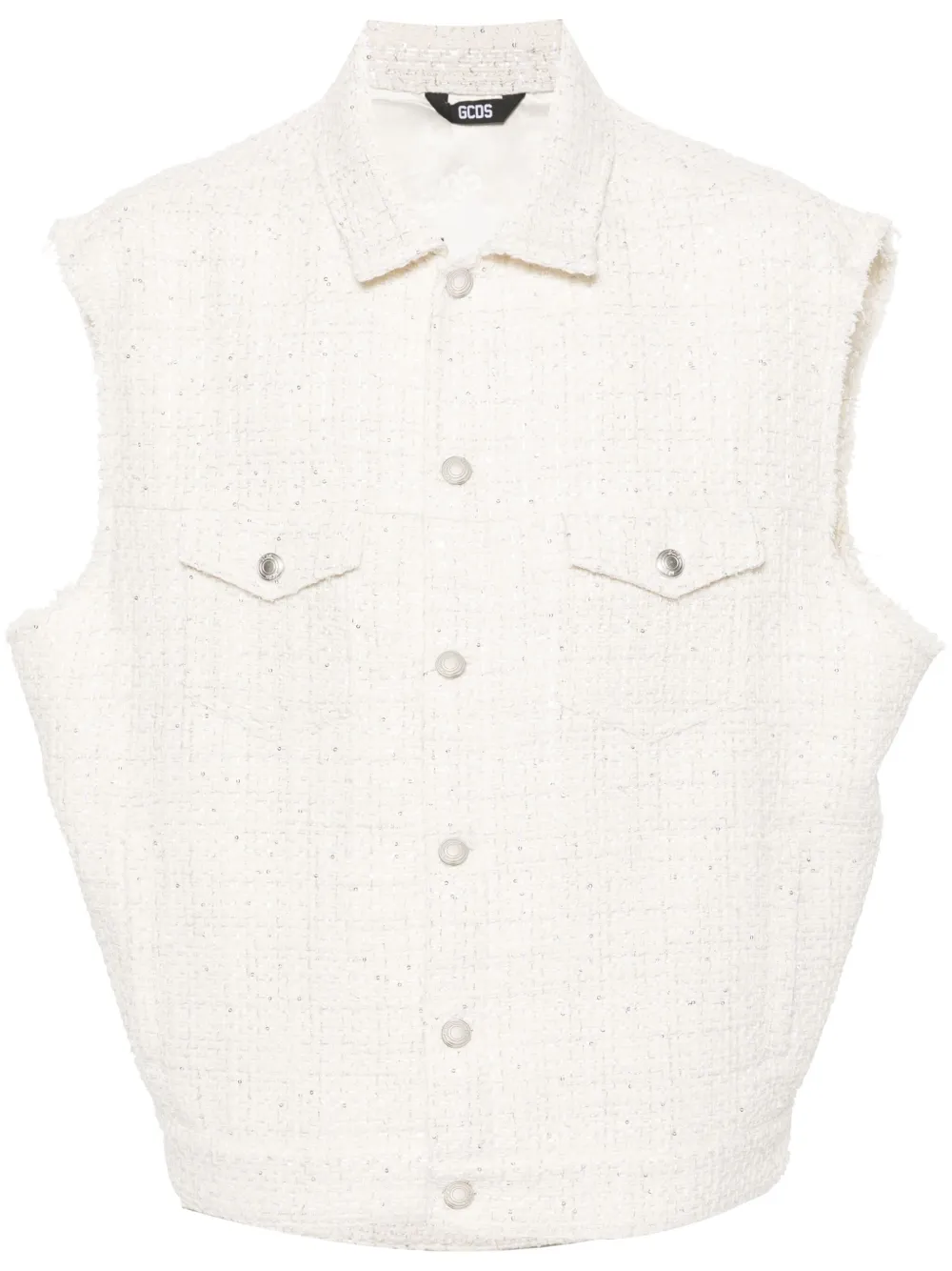 Твидовый жилет с пайетками GCDS, нейтральный
Твидовый жилет с пайетками GCDS, нейтральный