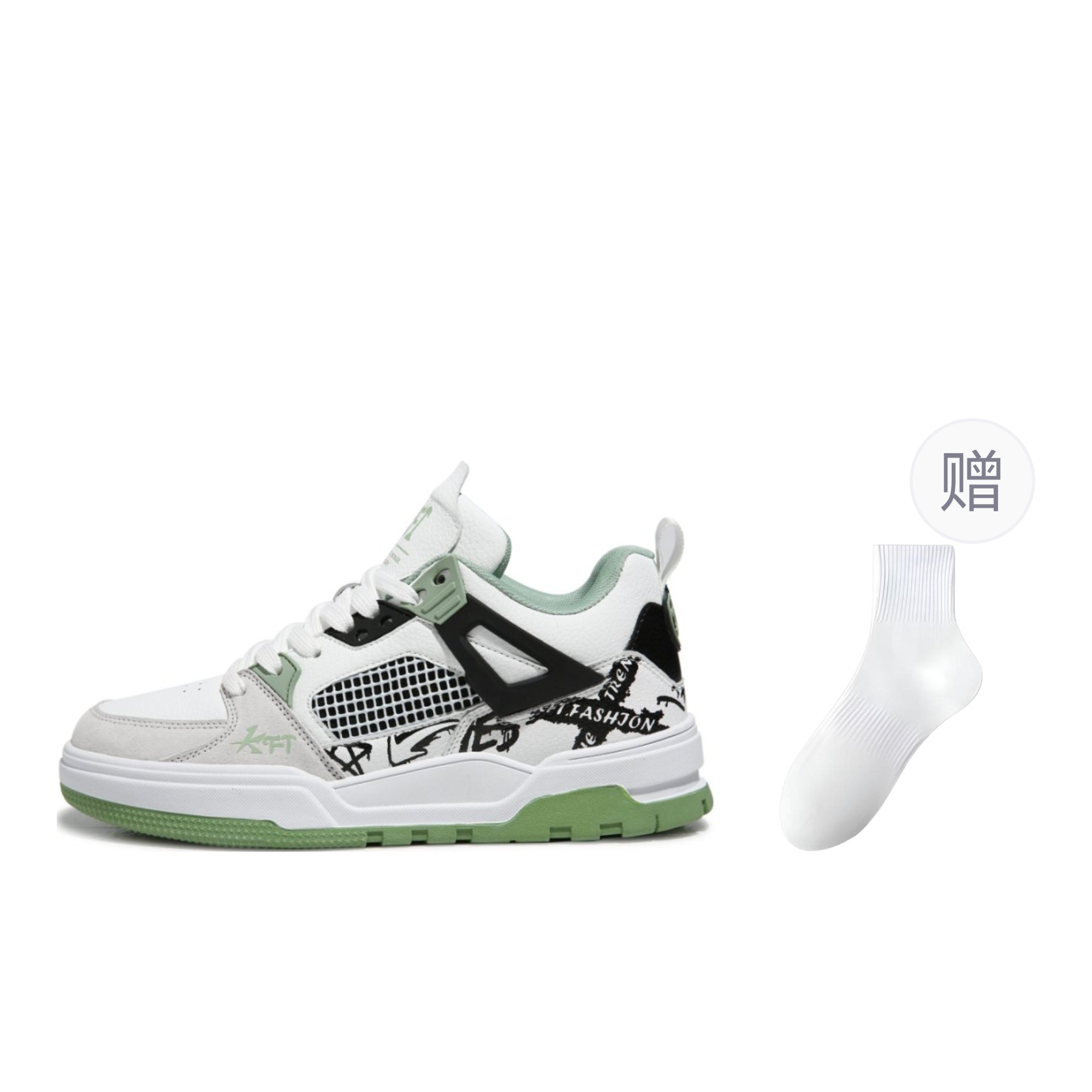 KFT Антискользящие и износостойкие скейтерские кеды на платформе унисекс бело-зеленые с носками, цвет White Green (Comes with Socks*1)
KFT Антискользящие и износостойкие скейтерские кеды на платформе унисекс бело-зеленые с носками, цвет White Green (Comes with Socks*1)