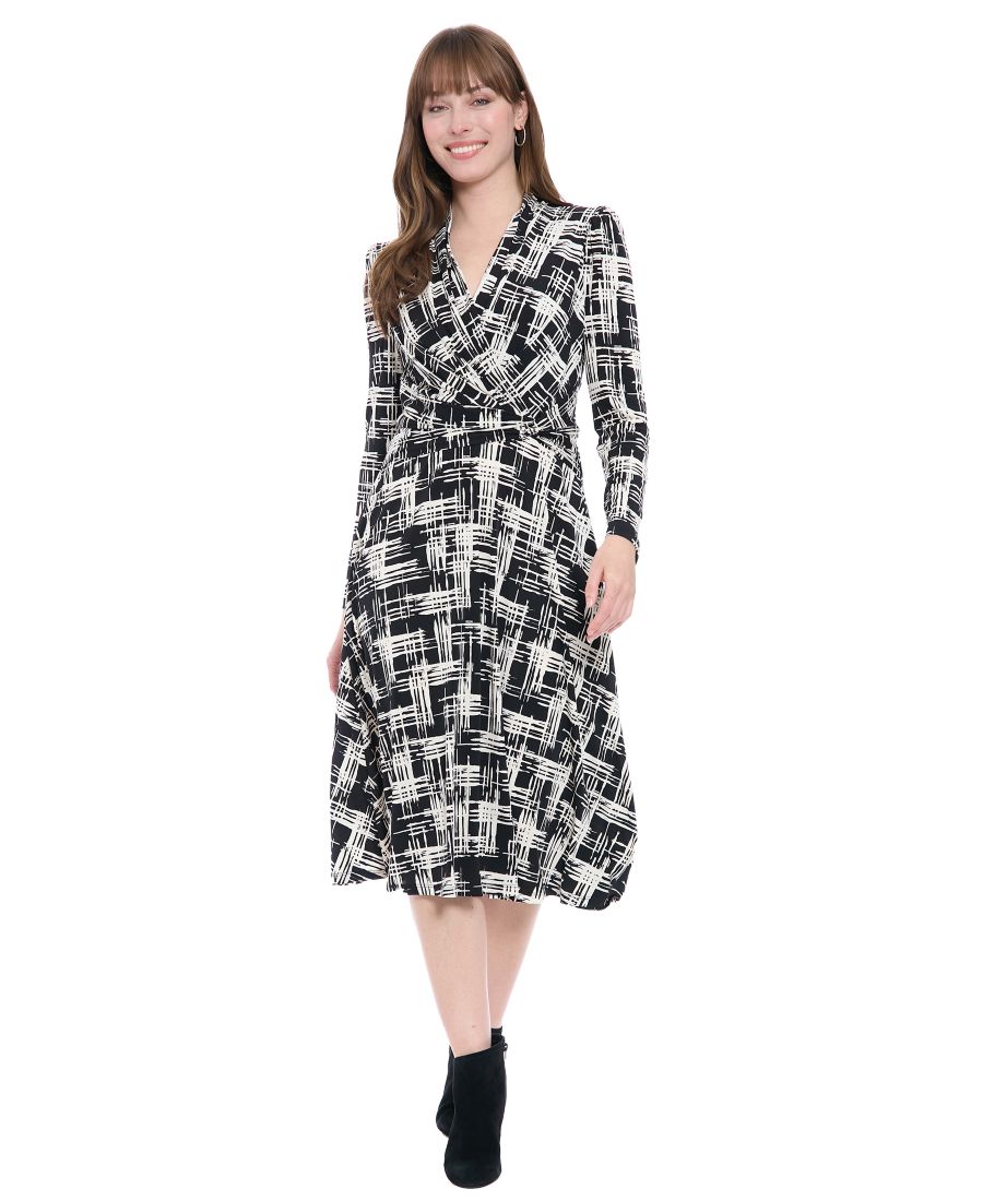 Женское миди-платье с длинными рукавами и принтом London Times, Black
Женское миди-платье с длинными рукавами и принтом London Times, Black