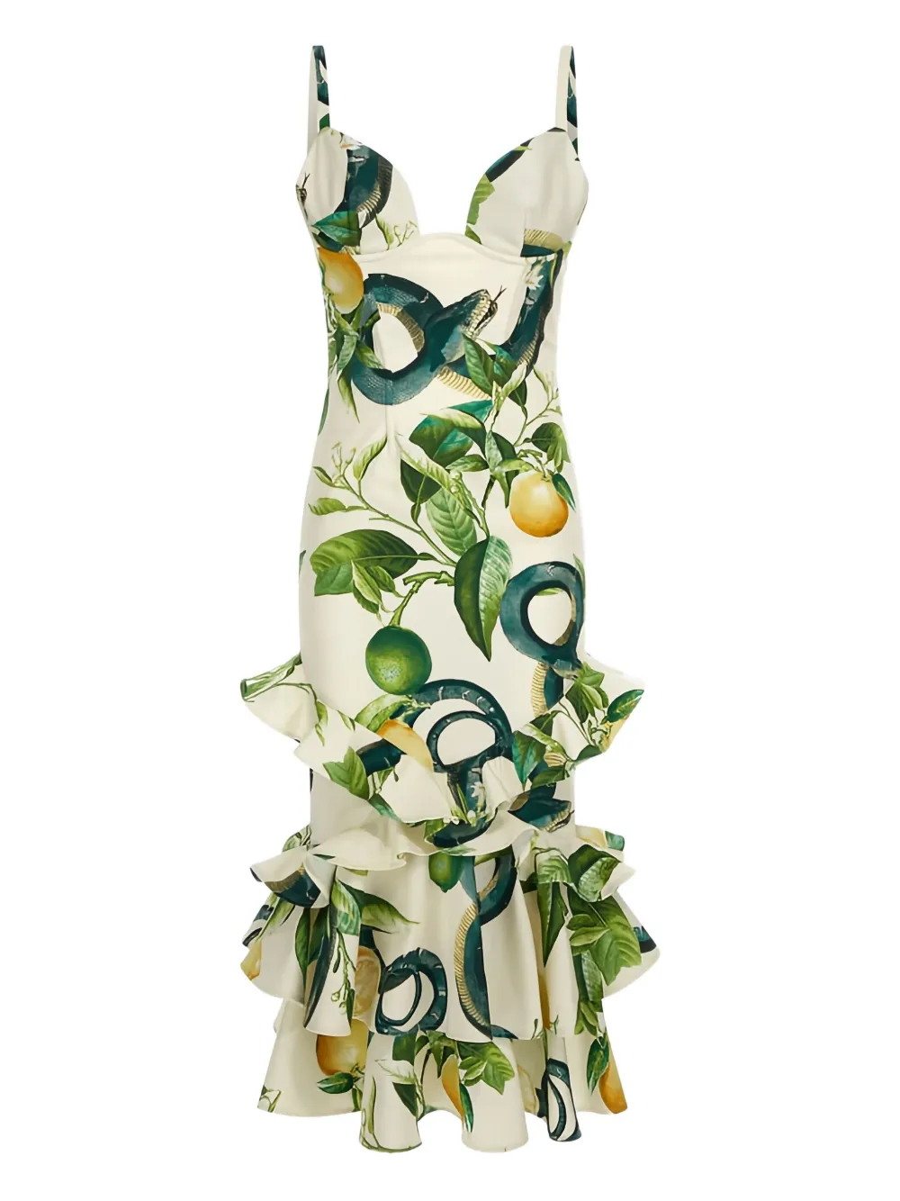 Платье миди с оборками и принтом змеи Roberto Cavalli, нейтральный
Платье миди с оборками и принтом змеи Roberto Cavalli, нейтральный