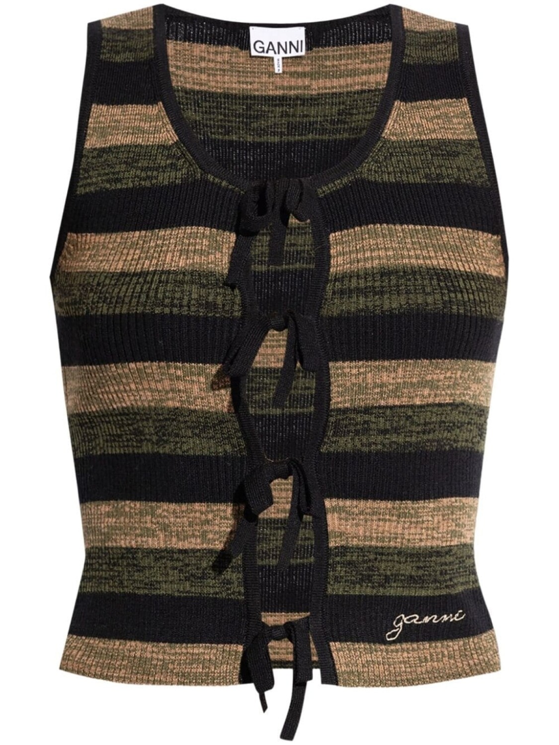 GANNI полосатый трикотажный топ, нейтральный цвет
GANNI полосатый трикотажный топ, нейтральный цвет