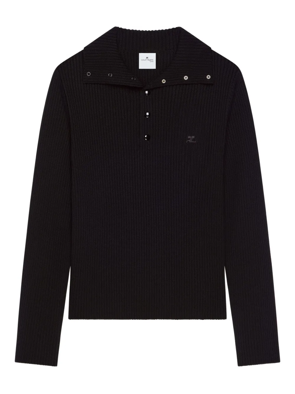 Свитер в рубчик с воротником поло Courrèges, черный
Свитер в рубчик с воротником поло Courrèges, черный