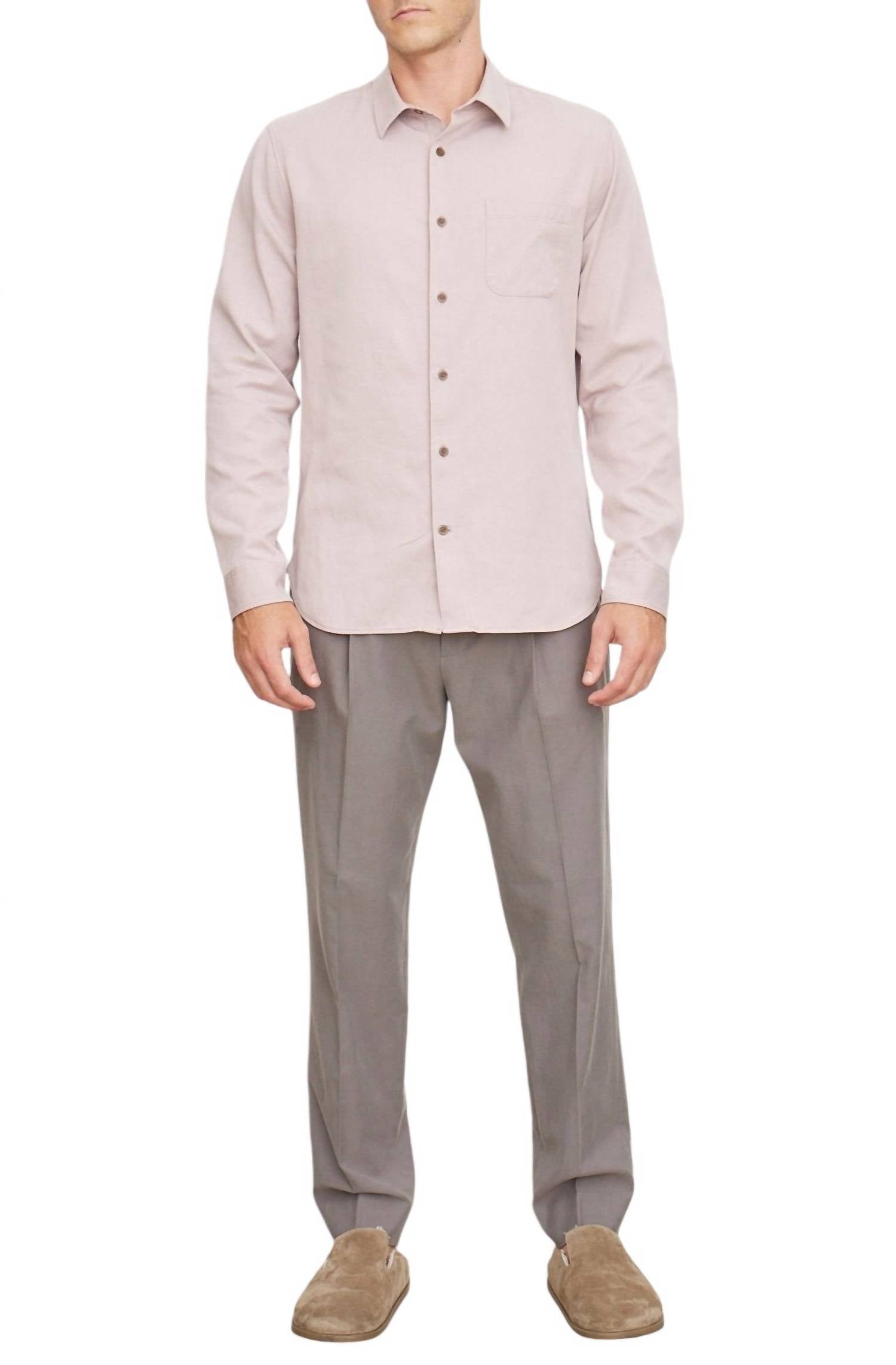 Мужская рубашка для отпуска розового цвета Vince
Мужская рубашка для отпуска розового цвета Vince