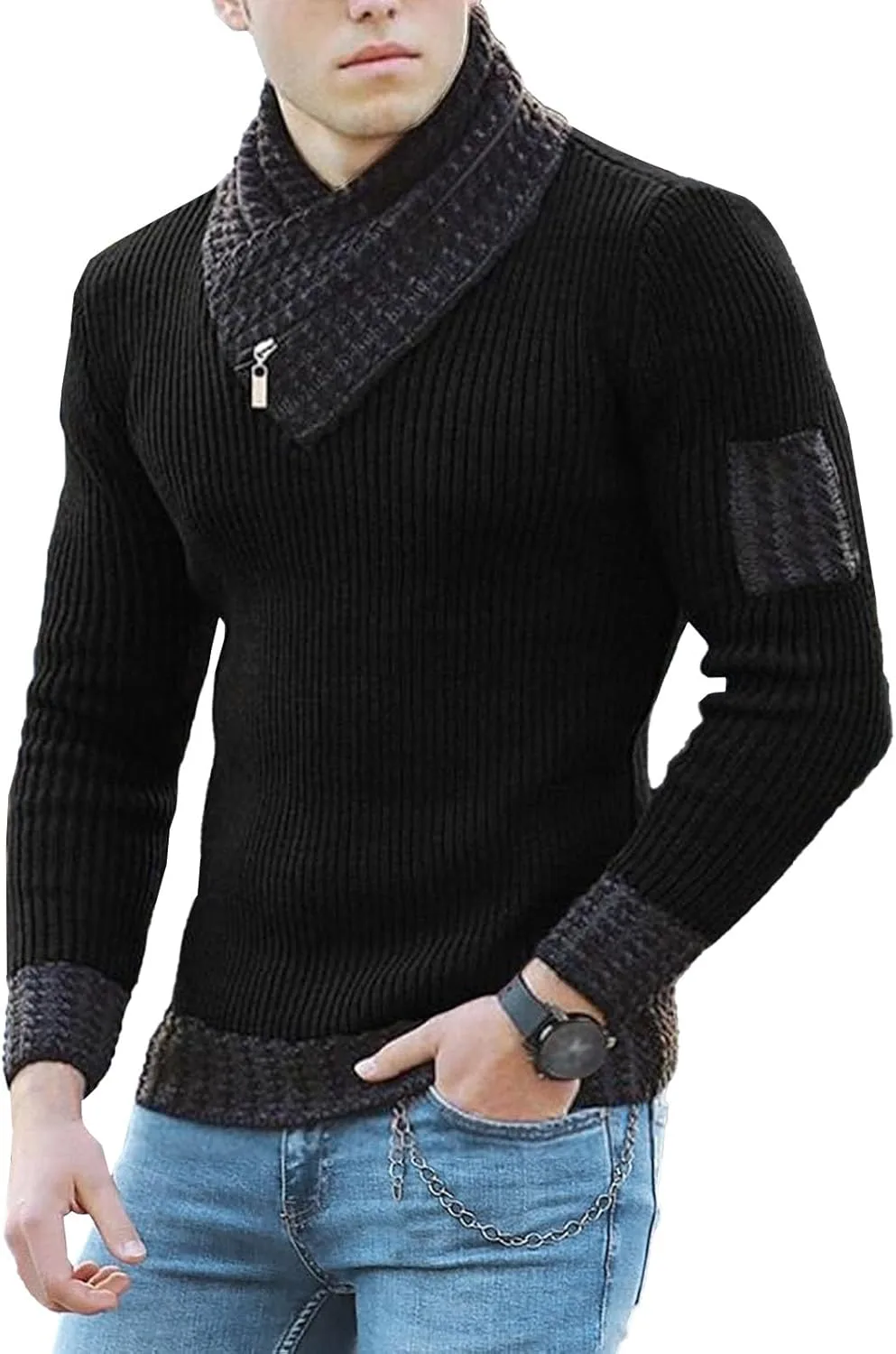 Мужской свитер с воротником-шалью и высоким воротом, Slim Fit
Мужской свитер с воротником-шалью и высоким воротом, Slim Fit