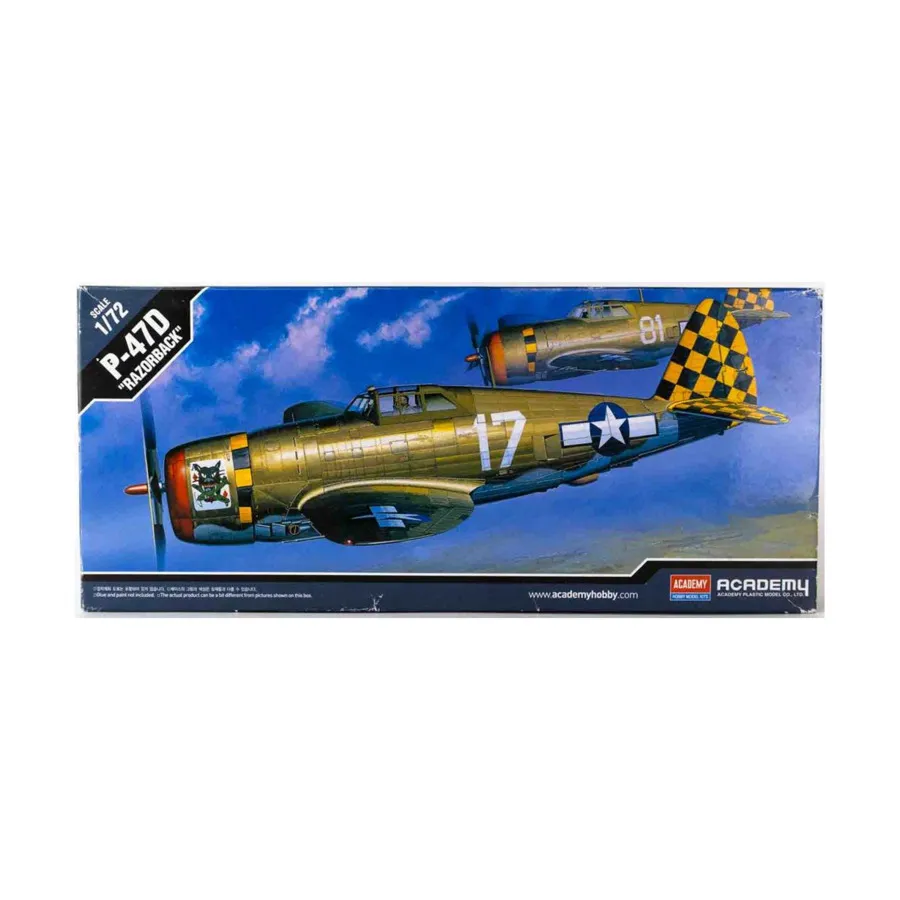P-47D Thunderbolt Razorback (выпуск 2013 г.), WWII Aircraft (1:72) (Academy Hobby)
P-47D Thunderbolt Razorback (выпуск 2013 г.), WWII Aircraft (1:72) (Academy Hobby)