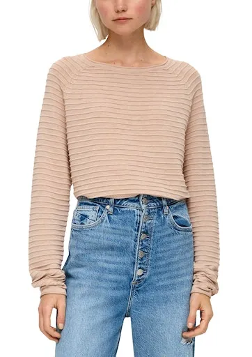 Свитер QS с круглым вырезом и структурированным узором, коричневый
Свитер QS с круглым вырезом и структурированным узором, коричневый