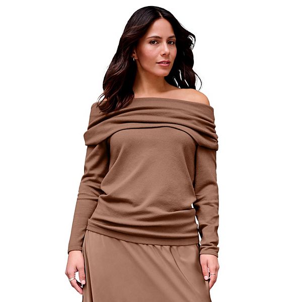 Женский свитер с длинным рукавом и открытыми плечами plus size Avenue, Creamy Mocha
Женский свитер с длинным рукавом и открытыми плечами plus size Avenue, Creamy Mocha