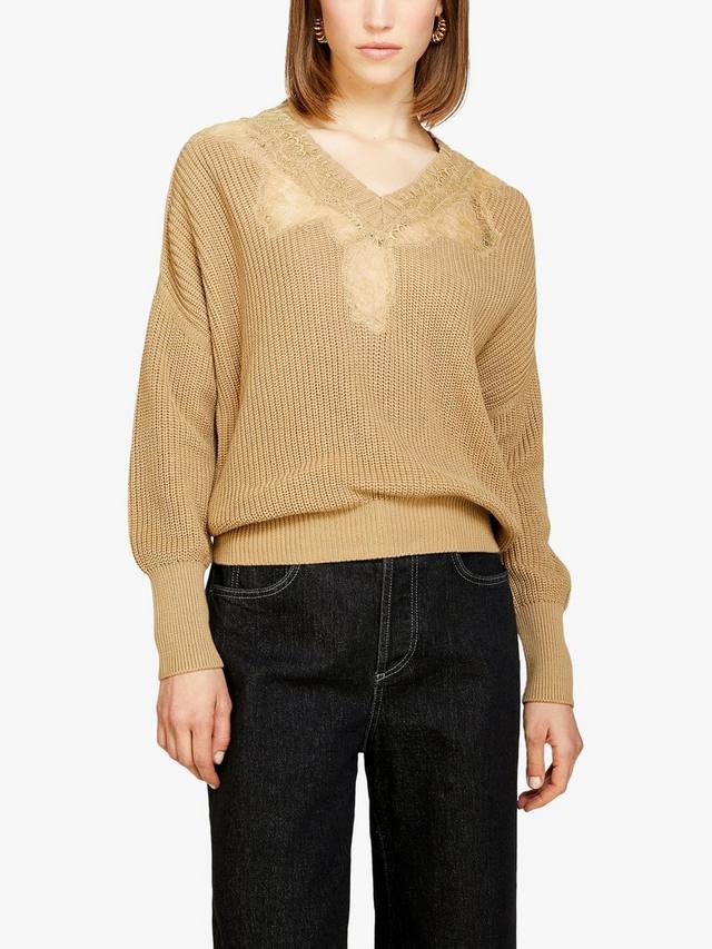 Хлопковый джемпер с кружевной отделкой SISLEY, бежевый
Хлопковый джемпер с кружевной отделкой SISLEY, бежевый