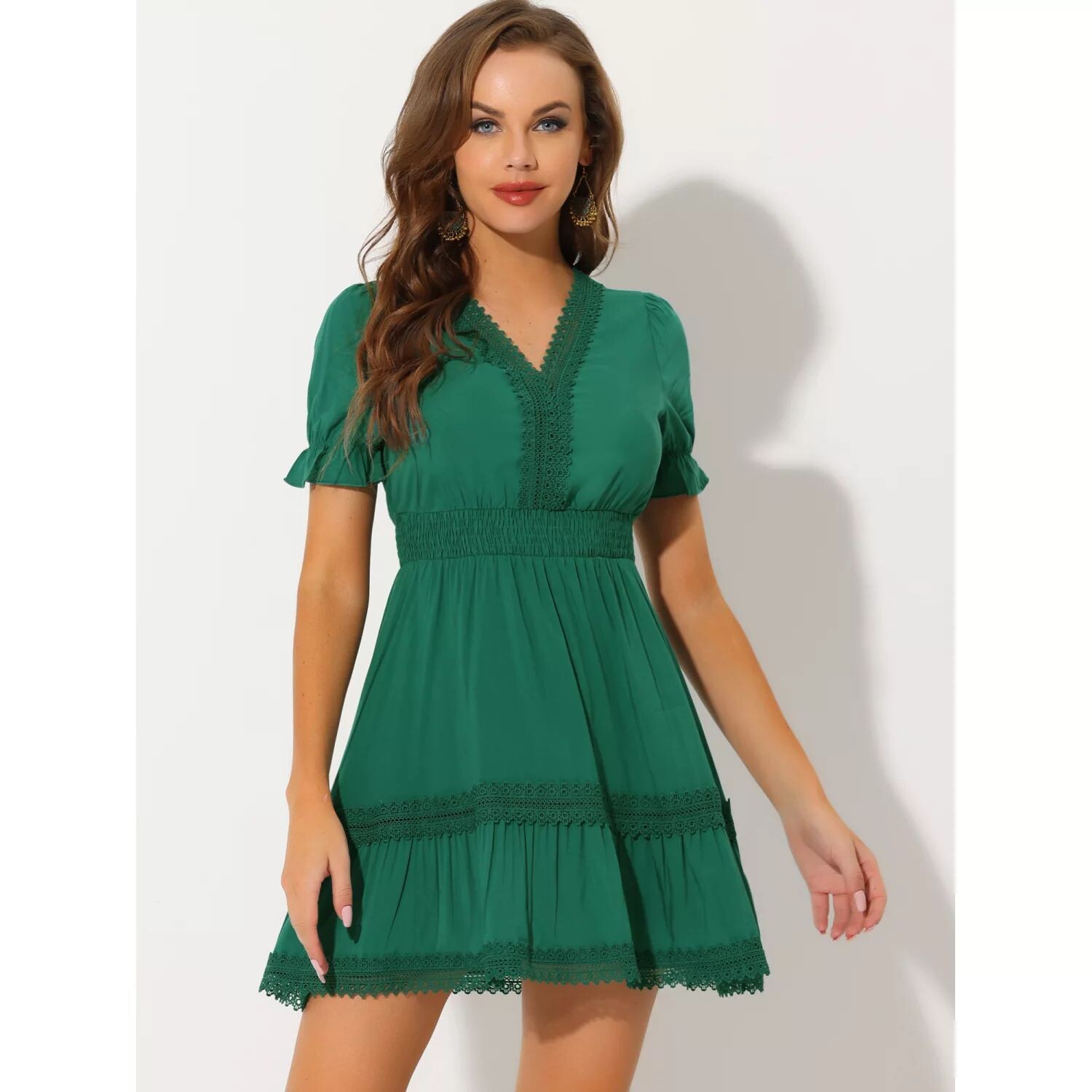 Женское однотонное мини-платье с V-образным вырезом и эластичной резинкой на талии с короткими рукавами ALLEGRA K, розовый
Женское однотонное мини-платье с V-образным вырезом и эластичной резинкой на талии с короткими рукавами ALLEGRA K, розовый