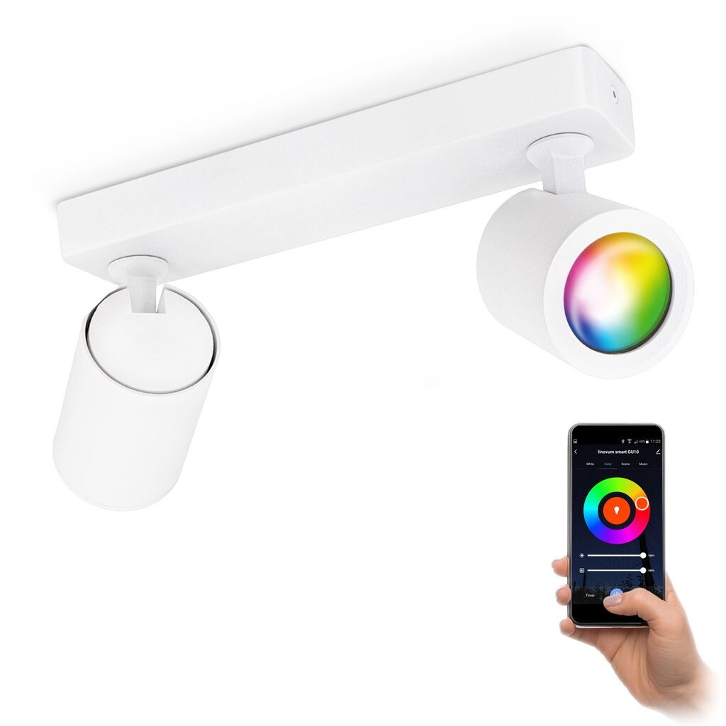 Потолочный точечный светильник TENJO, 2 лампы, белый, поворотный, вкл. GU10 Smart LED RGBW Linovum
Потолочный точечный светильник TENJO, 2 лампы, белый, поворотный, вкл. GU10 Smart LED RGBW Linovum