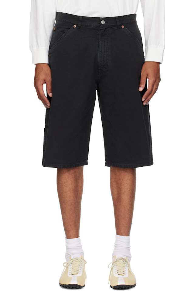 Хлопковые шорты из парусины Mm6 Maison Margiela, черный 
Хлопковые шорты из парусины Mm6 Maison Margiela, черный