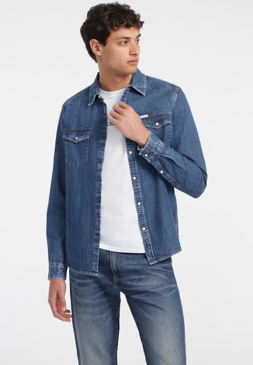 Рубашка LANGARM Guess Jeans, синий 
Рубашка LANGARM Guess Jeans, синий