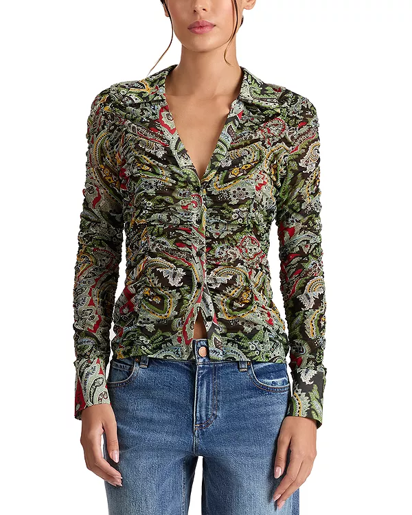 Сетчатый топ Portia с узором пейсли и сборками Alice And Olivia, зеленый
Сетчатый топ Portia с узором пейсли и сборками Alice And Olivia, зеленый