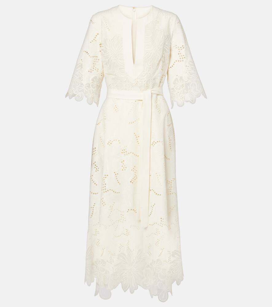 Вышитое платье миди в стиле broderie anglaise Elie Saab, Off White
Вышитое платье миди в стиле broderie anglaise Elie Saab, Off White