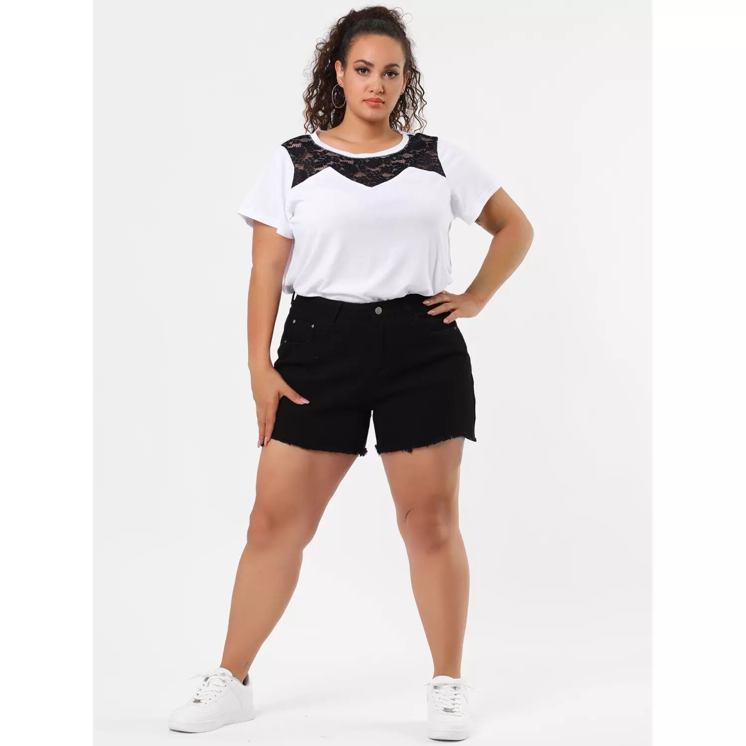 Женские повседневные кружевные однотонные топы больших размеров с короткими рукавами и цветными блоками Agnes Orinda, черный
Женские повседневные кружевные однотонные топы больших размеров с короткими рукавами и цветными блоками Agnes Orinda, черный