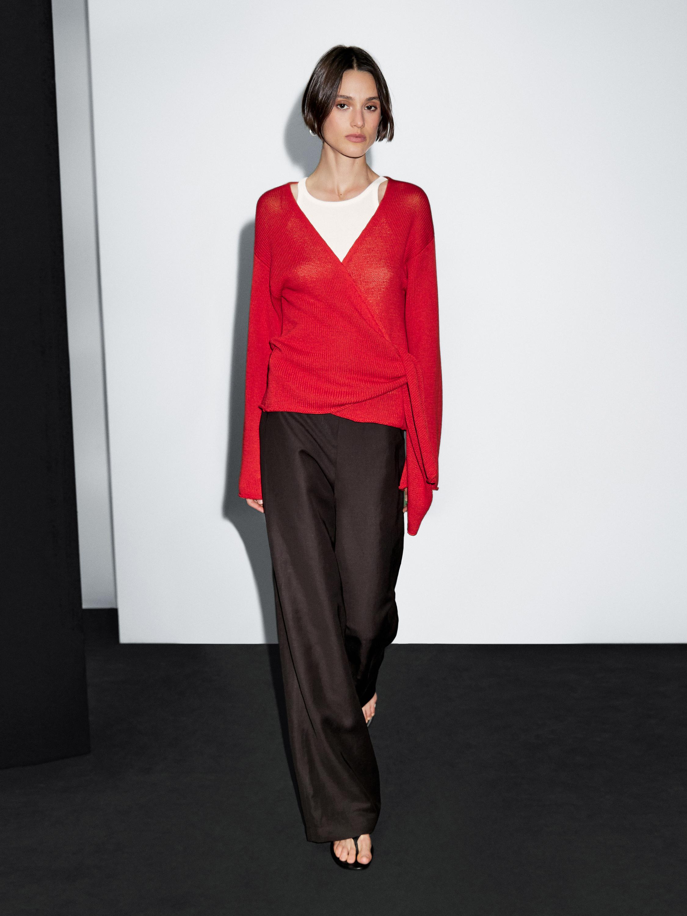 Вязаный кардиган с поясом Massimo Dutti, красный
Вязаный кардиган с поясом Massimo Dutti, красный