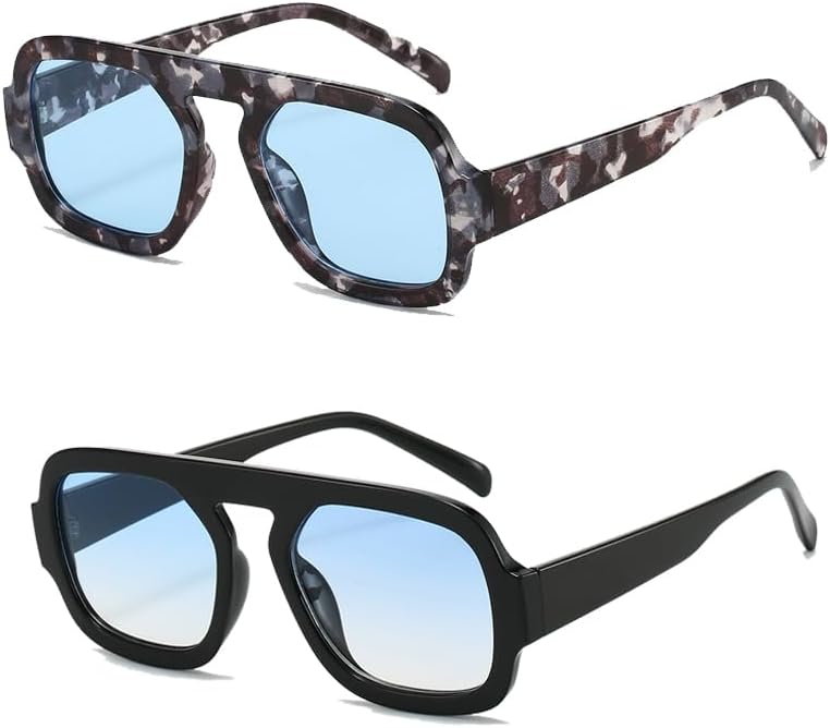 Солнцезащитные очки YAMEIZE Square Pilot для женщин и мужчин: модные ретро-очки в стиле 70-х, классические солнцезащитные очки с плоской верхней частью для активного отдыха, Clear Blue+leopard Blue
Солнцезащитные очки YAMEIZE Square Pilot для женщин и мужчин: модные ретро-очки в стиле 70-х, классические солнцезащитные очки с плоской верхней частью для активного отдыха, Clear Blue+leopard Blue