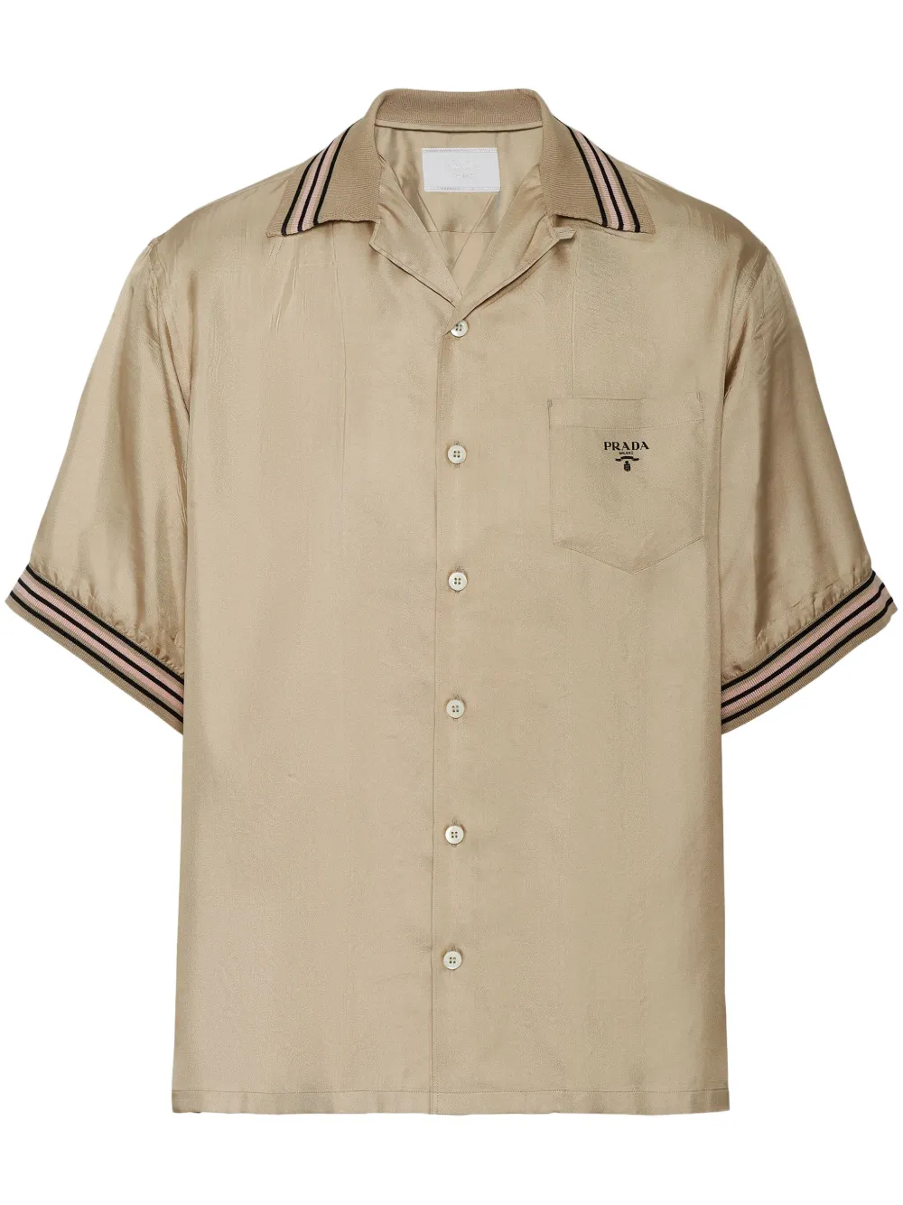 Шелковая рубашка с логотипом Prada, нейтральный
Шелковая рубашка с логотипом Prada, нейтральный