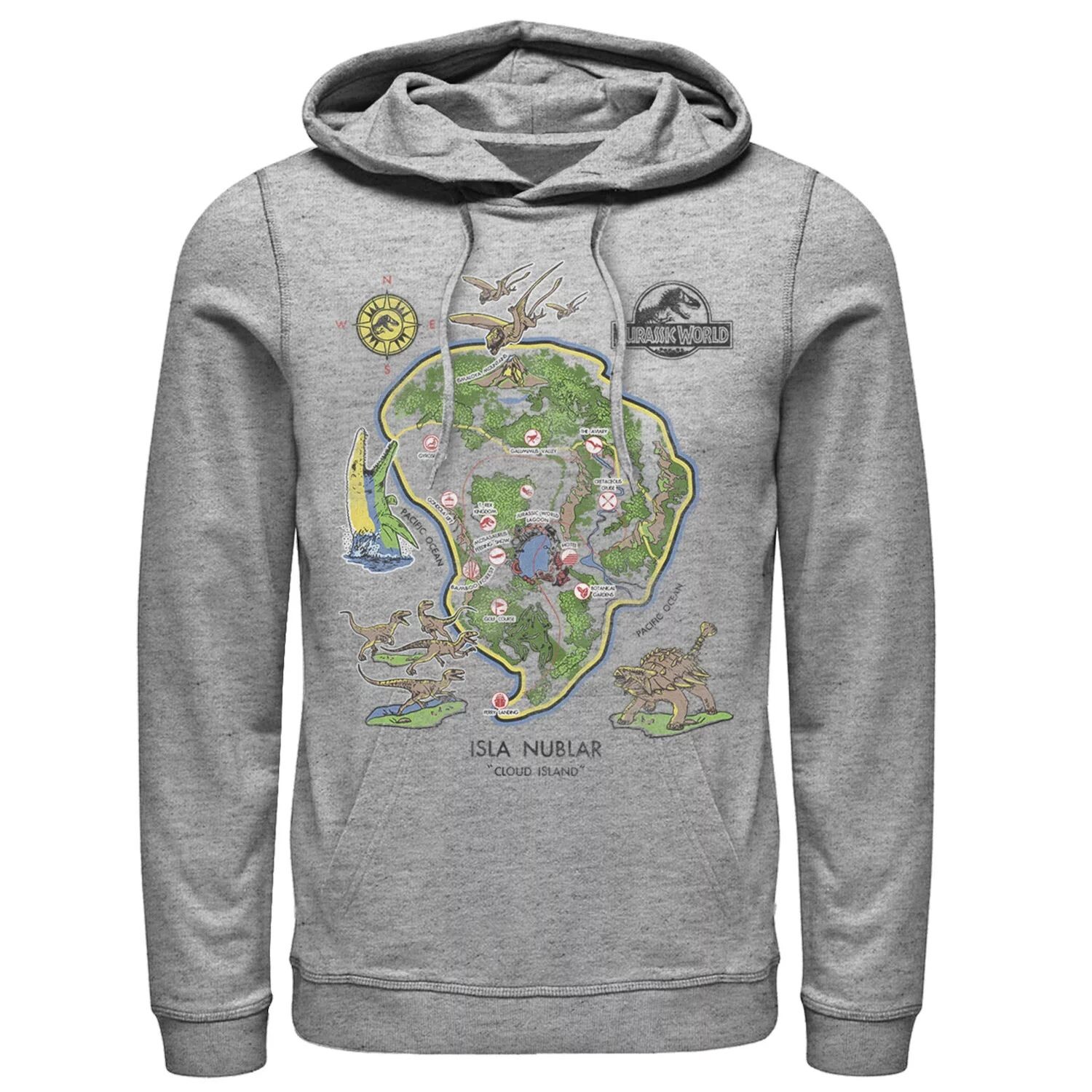 Мужской пуловер с капюшоном и рисунком «Мир Юрского периода» Isla Nublar Map Licensed Character
Мужской пуловер с капюшоном и рисунком «Мир Юрского периода» Isla Nublar Map Licensed Character