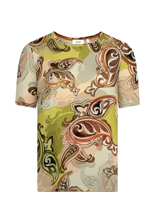 Рубашка с орнаментальным принтом бежево-зеленого цвета Elanza, мультиколор 
Рубашка с орнаментальным принтом бежево-зеленого цвета Elanza, мультиколор