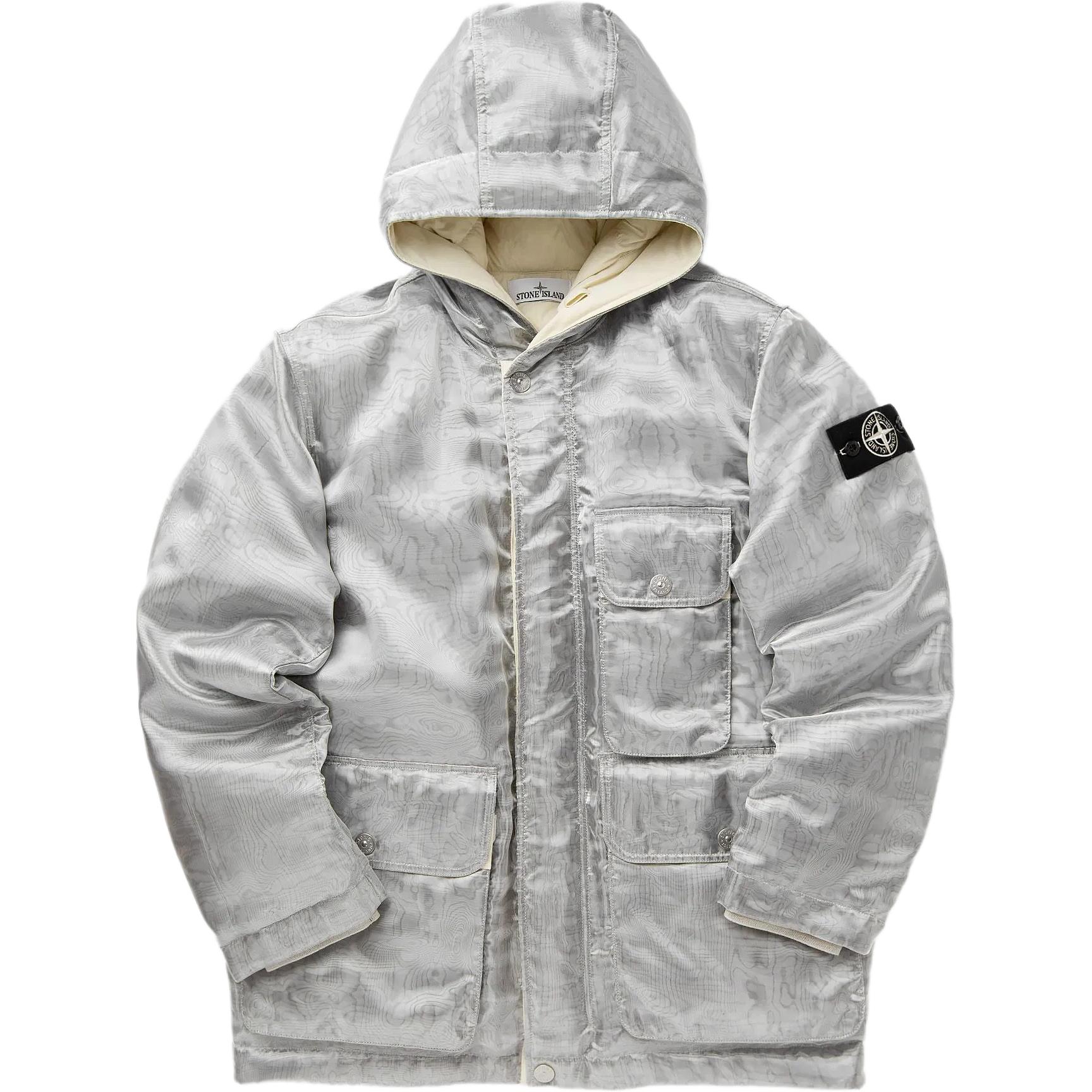 STONE ISLAND Пуховик с муаровым эффектом, Silver
STONE ISLAND Пуховик с муаровым эффектом, Silver