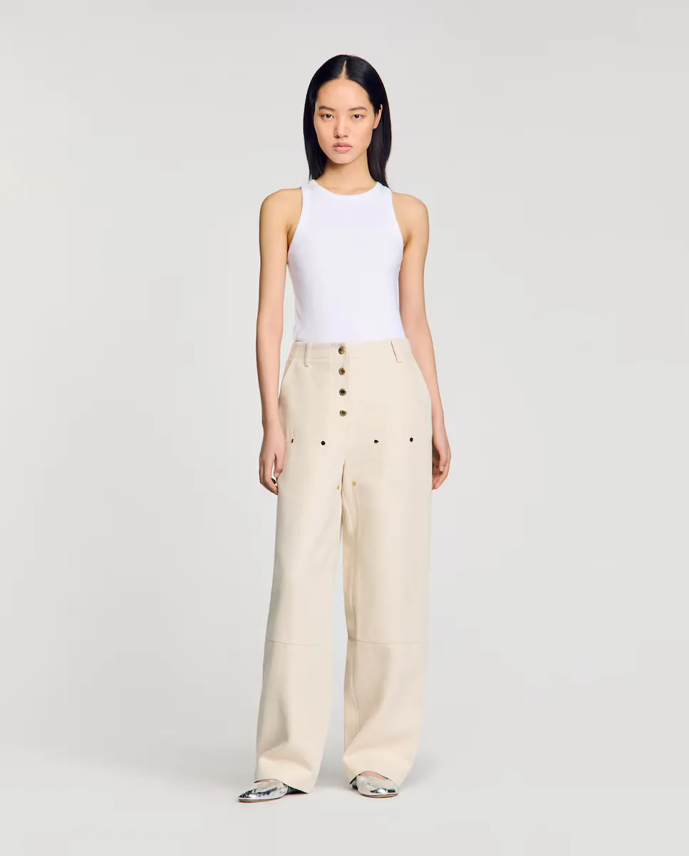 Женские плотницкие джинсы с высокой талией Sandro, бежевый
Женские плотницкие джинсы с высокой талией Sandro, бежевый