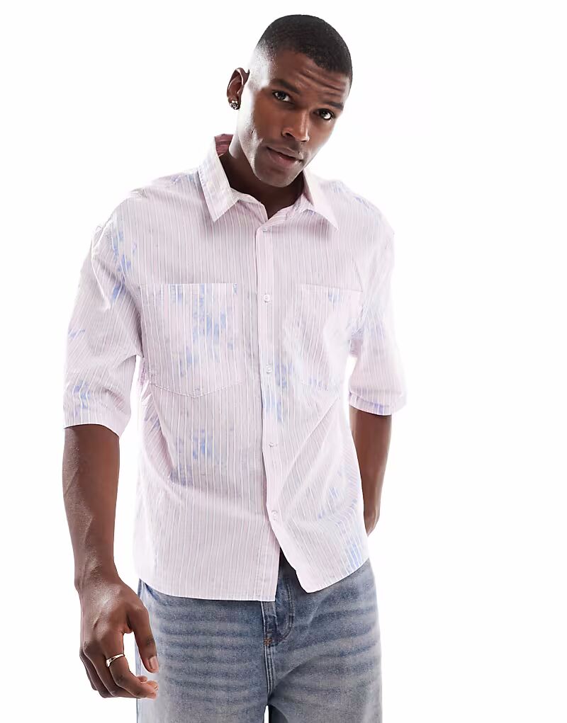 Рубашка Bershka oversize в полоску розового цвета
Рубашка Bershka oversize в полоску розового цвета