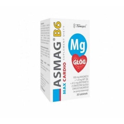 Asmag B6 Max Cardio 30 таблеток для магния, усталости, нервной системы, стресса, мышц и здоровья сердца Farmapol
Asmag B6 Max Cardio 30 таблеток для магния, усталости, нервной системы, стресса, мышц и здоровья сердца Farmapol