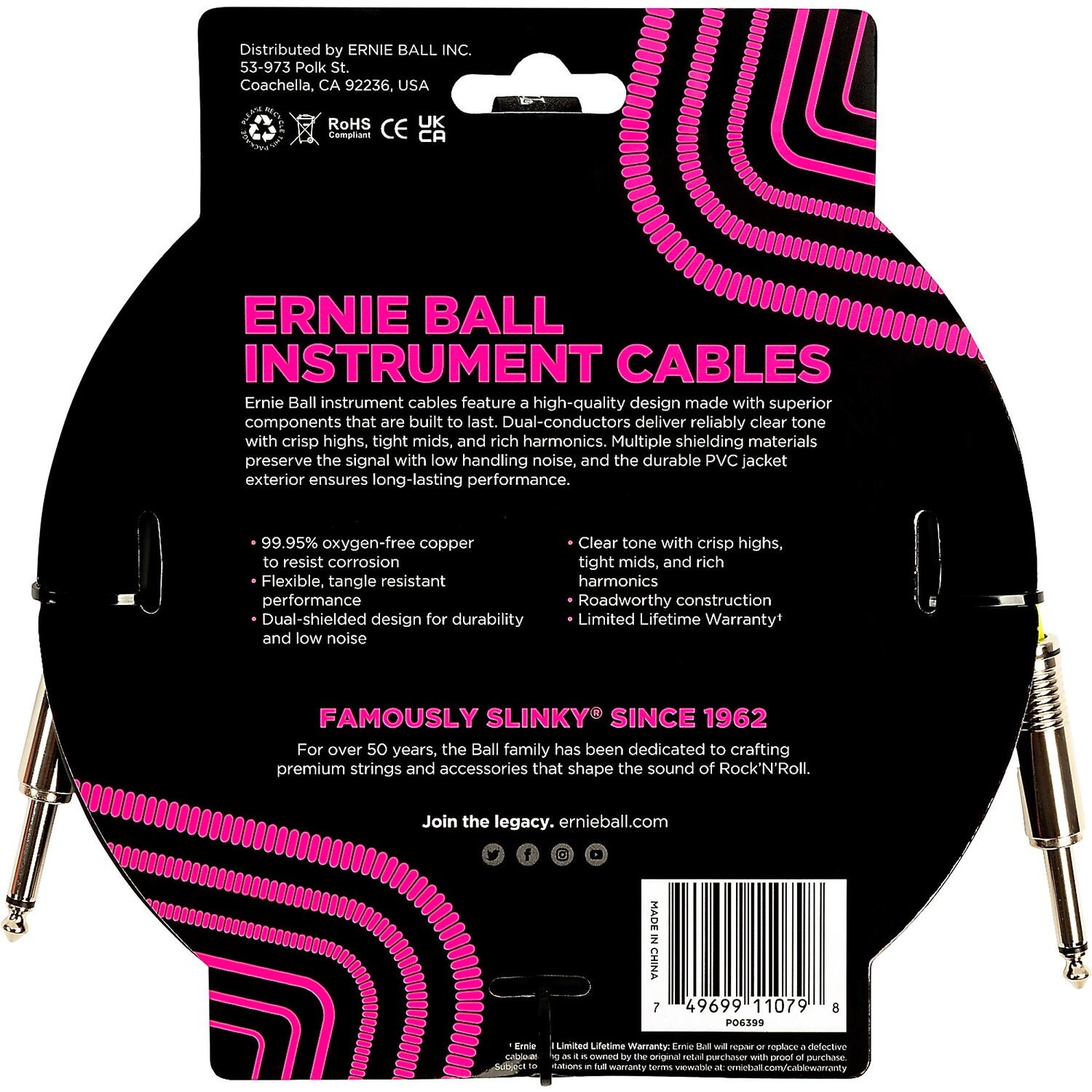 Прямой инструментальный кабель Ernie Ball — черный, 15 футов.
Прямой инструментальный кабель Ernie Ball — черный, 15 футов.