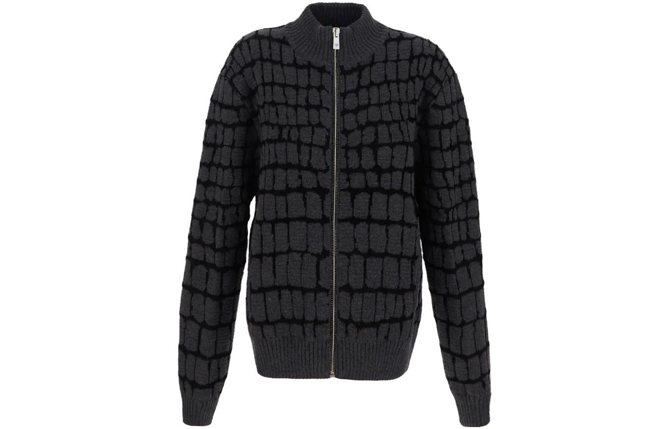 Версаче Свитер с крокодиловым жаккардом на молнии, серый
Версаче Свитер с крокодиловым жаккардом на молнии, серый