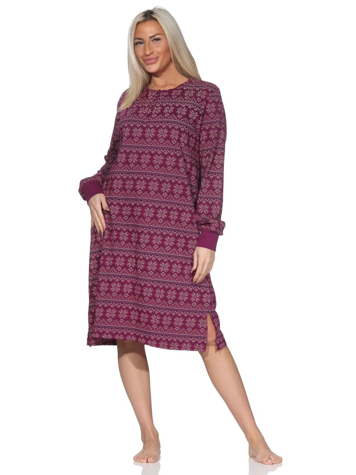 Ночная рубашка/пижама с длинными рукавами и манжетами, в этническом стиле, ягодного цвета NORMANN
Ночная рубашка/пижама с длинными рукавами и манжетами, в этническом стиле, ягодного цвета NORMANN